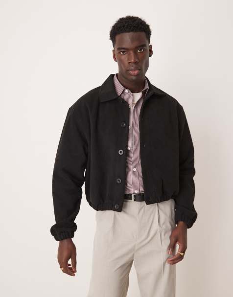 ASOS DESIGN – Szary welurowy krótki kardigan oversize z kołnierzem - view 1