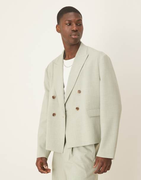 ASOS DESIGN – Szałwiowa pudełkowa marynarka garniturowa z imitacji lnu - view 1
