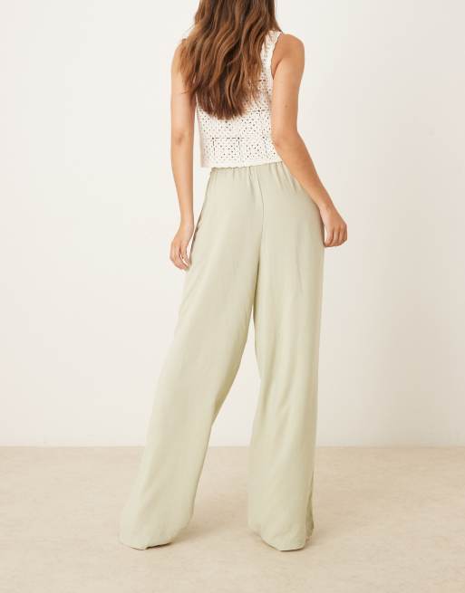 ASOS DESIGN – Szałwiowe wciągane spodnie z mieszanki lnu, 2 z 5
