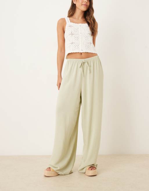 ASOS DESIGN – Szałwiowe wciągane spodnie z mieszanki lnu, 4 z 5
