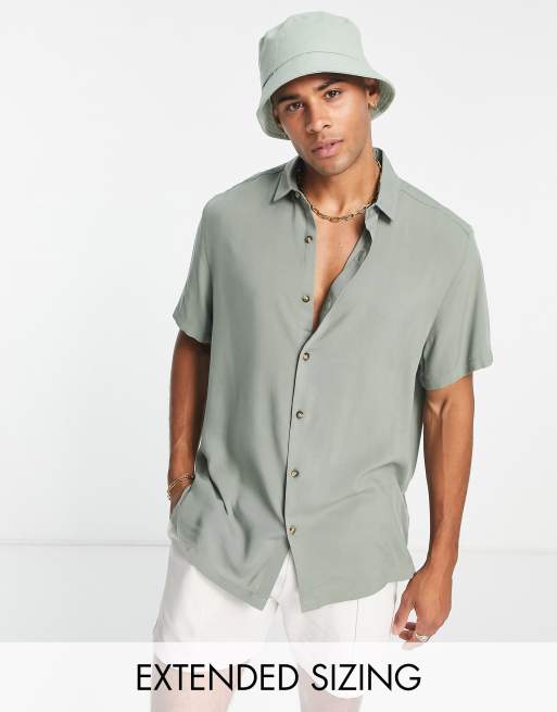 ASOS DESIGN – Szałwiowozielona koszula z wiskozy o luźnym kroju