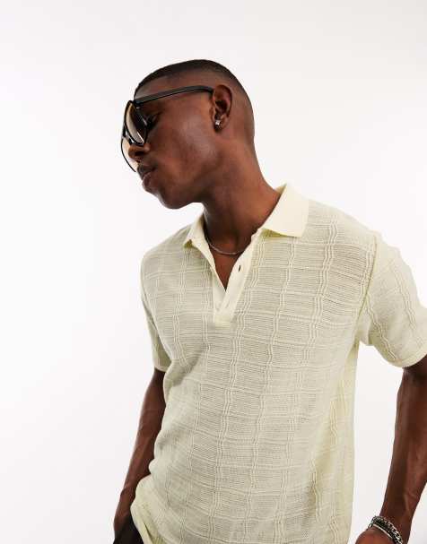 ASOS DESIGN – Szałwiowozielona koszulka polo z fakturowanej dzianiny - view 1