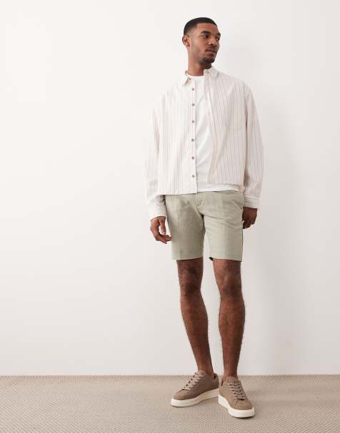 ASOS DESIGN – Szałwiowozielone eleganckie spodnie o dopasowanym kroju z dużą zawartością lnu - view 1
