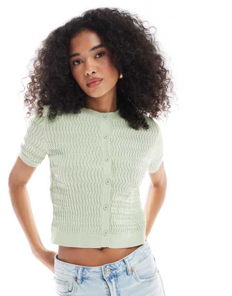 ASOS DESIGN knitted cardigan in sage green