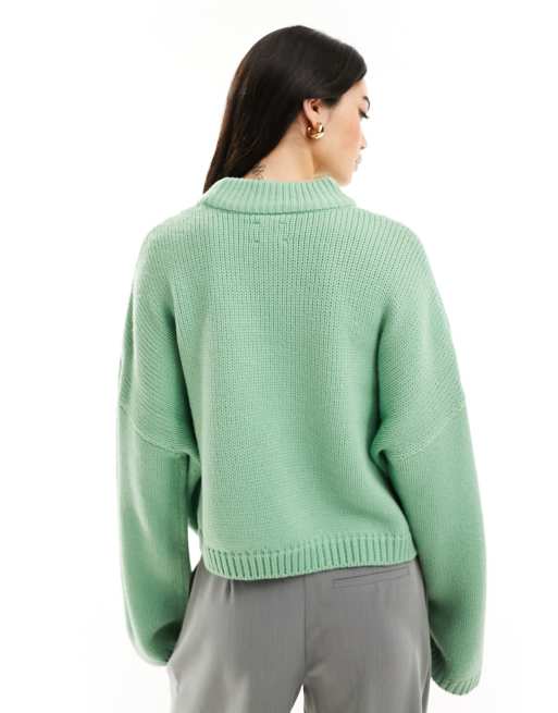 ASOS DESIGN – Szałwiowozielony krótki sweter z okrągłym dekoltem, 3 z 4