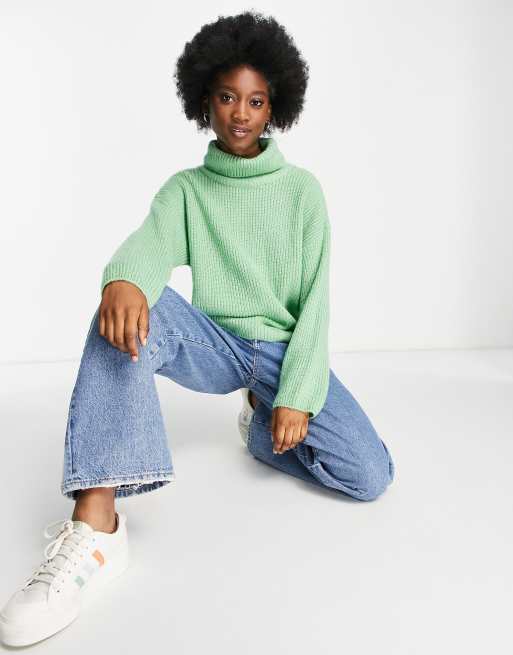 ASOS DESIGN – Szałwiowy prążkowany sweter z golfem z puszystej przędzy, 4 z 4