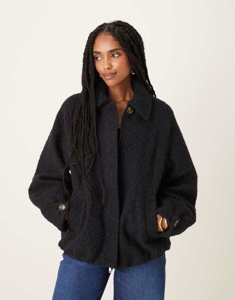 ASOS DESIGN top collar brushed bomber jacket in navy