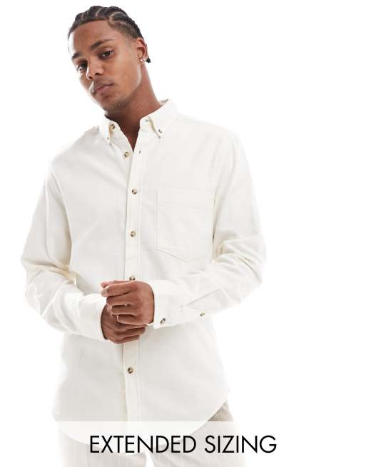 ASOS DESIGN – Szczotkowana koszula Oxford o regularnym kroju w kolorze złamanej bieli