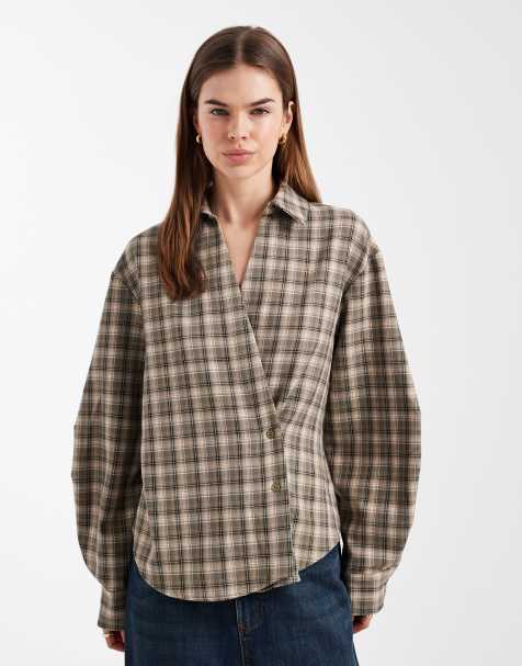 ASOS DESIGN – Szczotkowana koszula z rękawami typu kokon w kratę - view 1