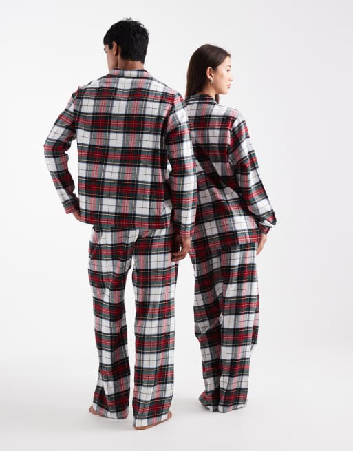 ASOS DESIGN – Szczotkowana piżama w czerwoną kratkę, 2 z 4