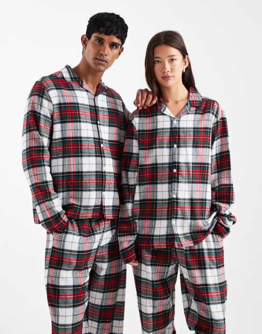 ASOS DESIGN – Szczotkowana piżama w czerwoną kratkę, 3 z 4
