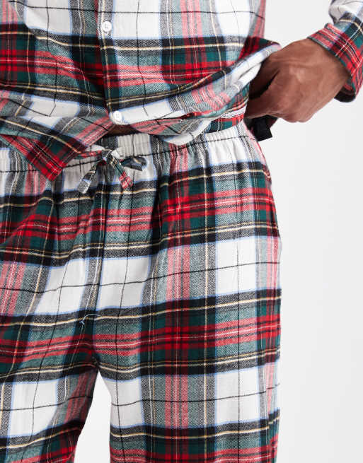 ASOS DESIGN – Szczotkowana piżama w czerwoną kratkę, 4 z 4