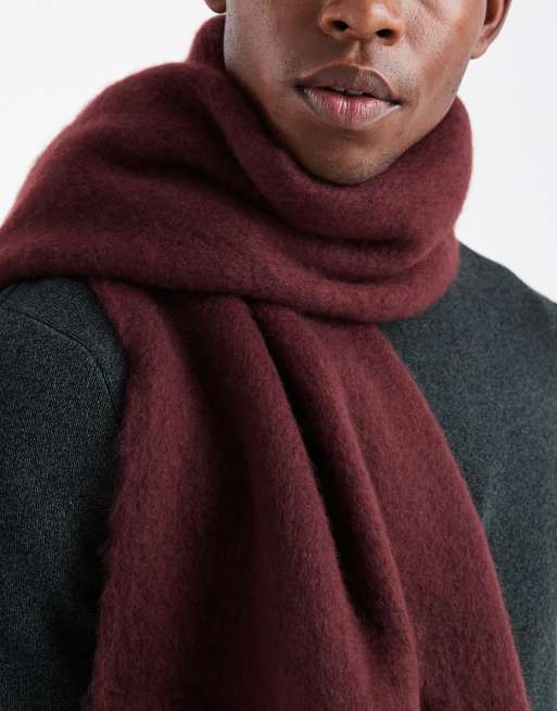 ASOS DESIGN – Szczotkowany bordowy szalik z materiału , 2 z 3