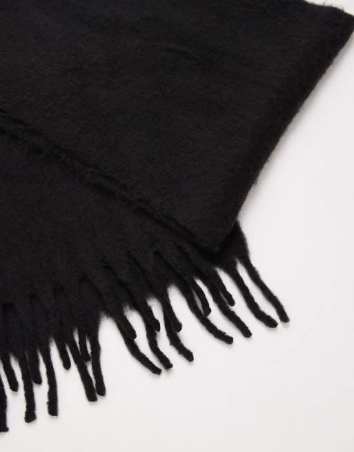 ASOS DESIGN – Szczotkowany czarny szalik z materiału, 2 z 3