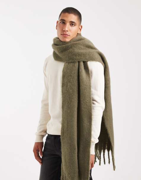 ASOS DESIGN – Szczotkowany szalik z materiału w zielonym odcieniu khaki - view 1