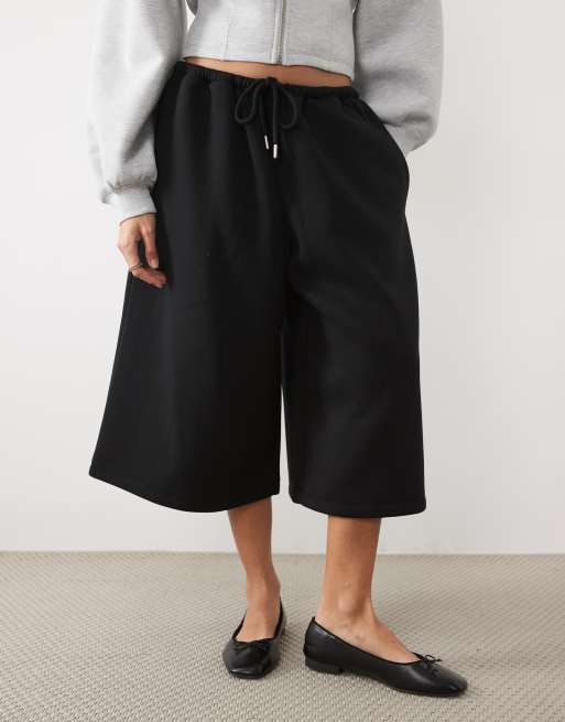 ASOS DESIGN szerokie joggery bermudy, część zestawu, czarne, 2 z 5