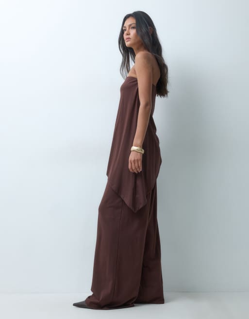 ASOS DESIGN szerokie spodnie będące częścią zestawu w brązie, 3 z 5