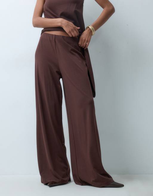 ASOS DESIGN szerokie spodnie będące częścią zestawu w brązie, 4 z 5