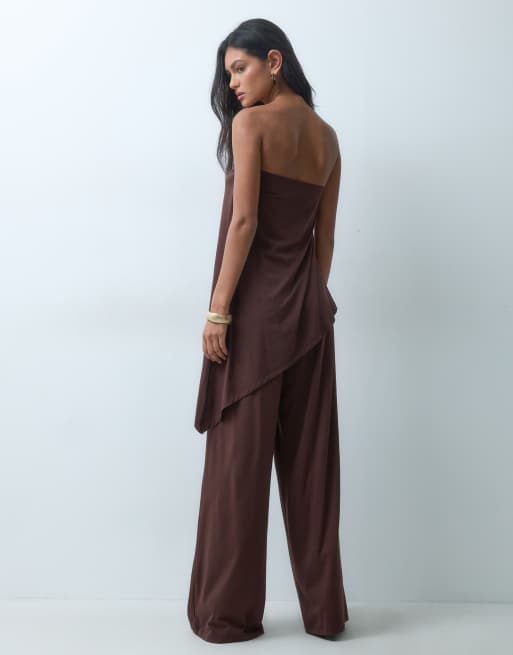 ASOS DESIGN szerokie spodnie będące częścią zestawu w brązie, 5 z 5