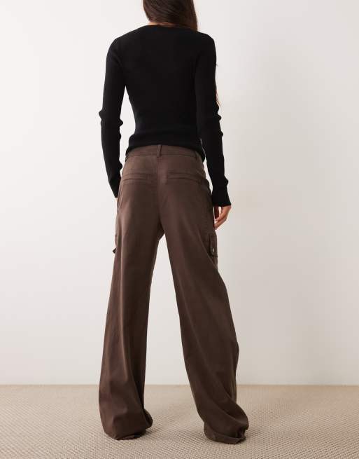 ASOS DESIGN szerokie spodnie cargo utility w kolorze czekoladowym, 2 z 5