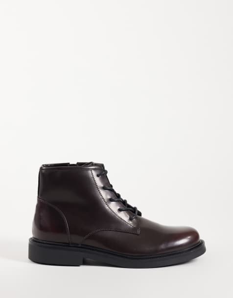 ASOS DESIGN sznurowane botki w kolorze burgundowym - view 1