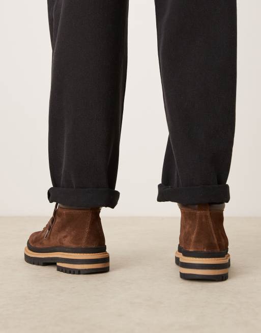 ASOS DESIGN – Sznurowane brązowe buty trekkingowe z zamszu, 3 z 4