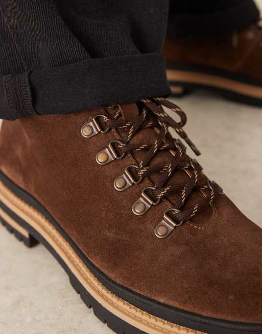 ASOS DESIGN – Sznurowane brązowe buty trekkingowe z zamszu, 4 z 4