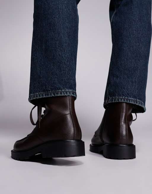 ASOS DESIGN – Sznurowane brązowe buty z podeszwą z bieżnikiem, 3 z 4