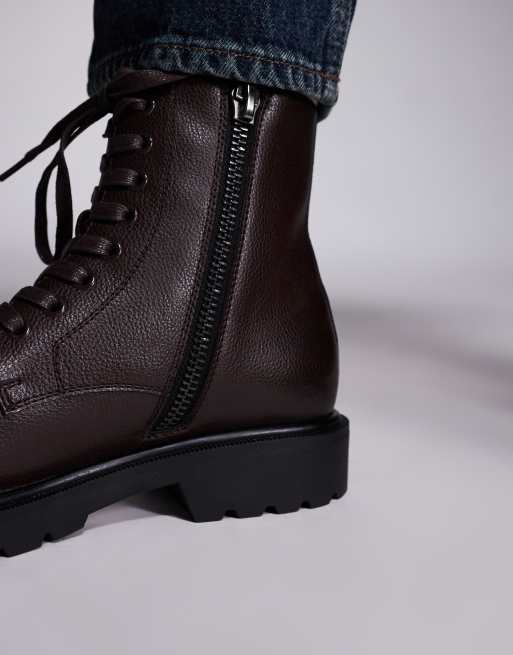 ASOS DESIGN – Sznurowane brązowe buty z podeszwą z bieżnikiem, 4 z 4