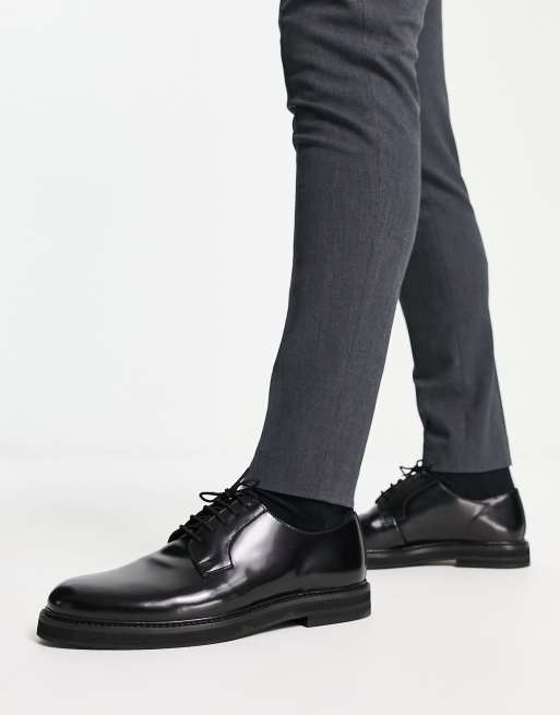 ASOS DESIGN – Sznurowane buty z czarnej skóry