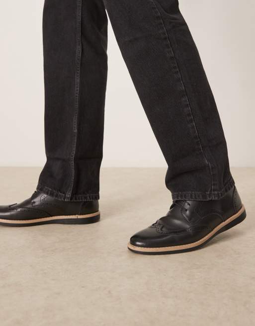 ASOS DESIGN – Sznurowane czarne buty brogsy na podeszwie z koturną, 3 z 4