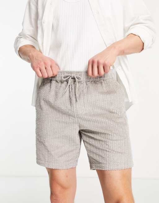 ASOS DESIGN – Szorty o dopasowanym kroju z beżowego sztruksu