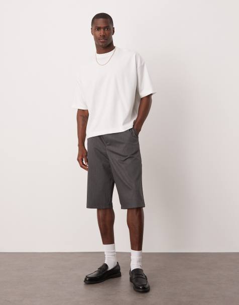 ASOS DESIGN longline wide leg short in khaki