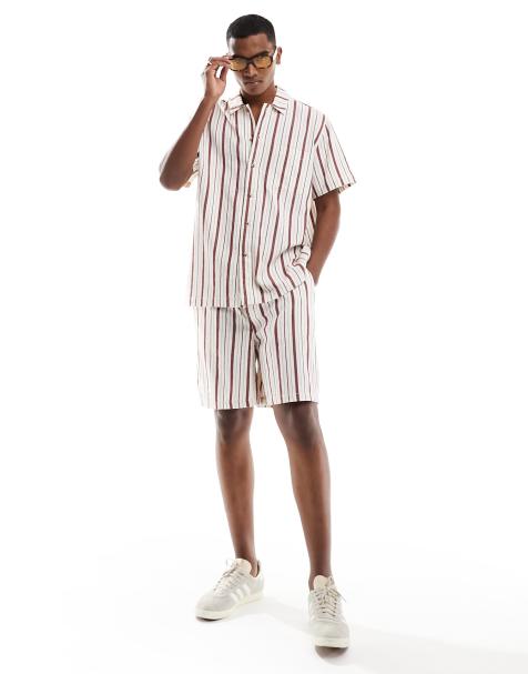 ASOS DESIGN – Szorty w kontrastowe czerwone paski, część zestawu - view 1