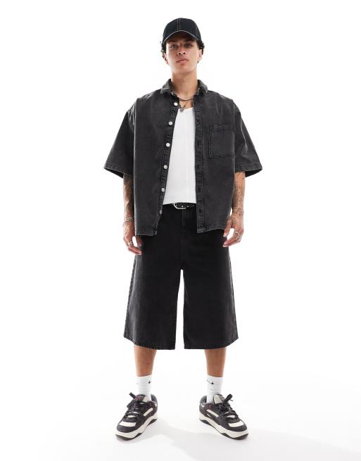 ASOS DESIGN – Szorty w spranym czarnym kolorze, część zestawu