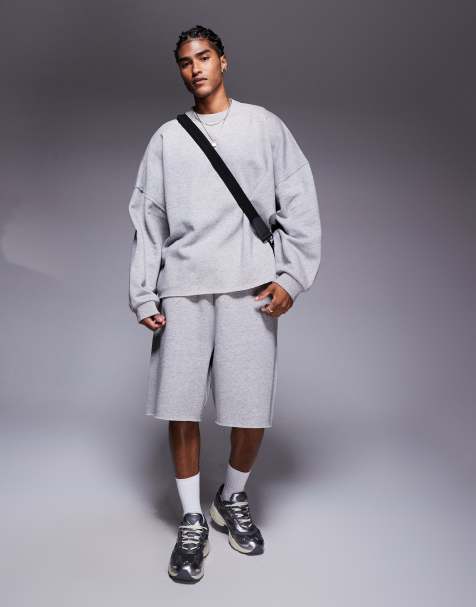 ASOS DESIGN – Szorty w szarym melanżowym kolorze z surowym wykończeniem, część zestawu - view 1