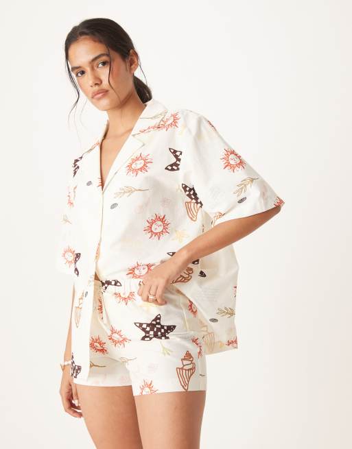 ASOS DESIGN – Szorty z imitacji lnu w wakacyjny wzór, 2 z 5