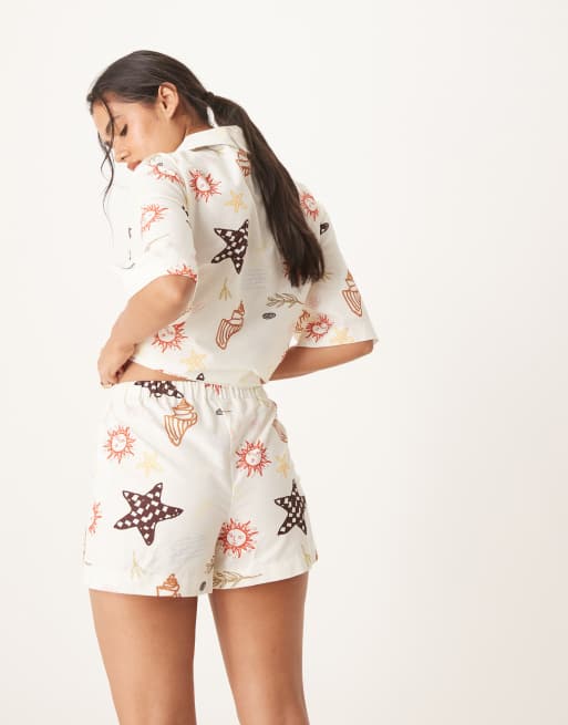 ASOS DESIGN – Szorty z imitacji lnu w wakacyjny wzór, 4 z 5