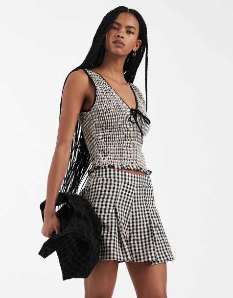 ASOS DESIGN – Szorty ze wzorem w kratkę vichy i zakładkami z przodu, część zestawu - view 1