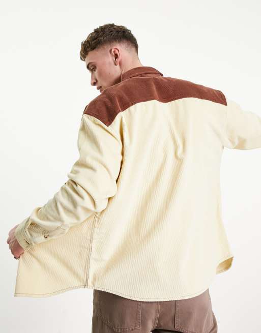 ASOS DESIGN – Sztruksowa koszula oversize z brązowymi blokami kolorów, 2 z 4