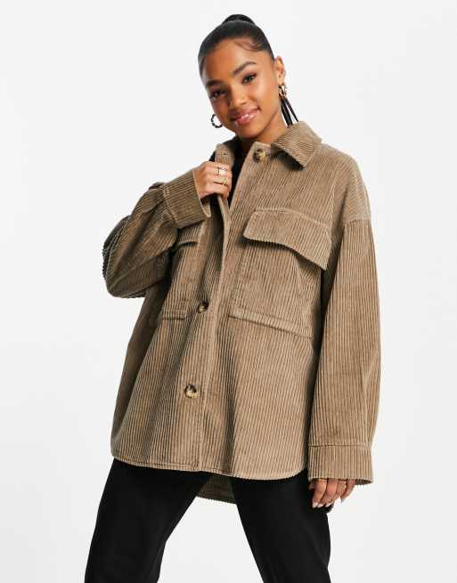 ASOS DESIGN – Sztruksowa koszula wierzchnia w kolorze kamiennobeżowym