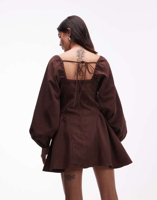 ASOS DESIGN – Sztruksowa sukienka mini z kwadratowym dekoltem, 3 z 4