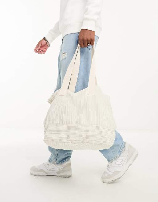 ASOS DESIGN – Sztruksowa torba typu tote w kolorze ecru