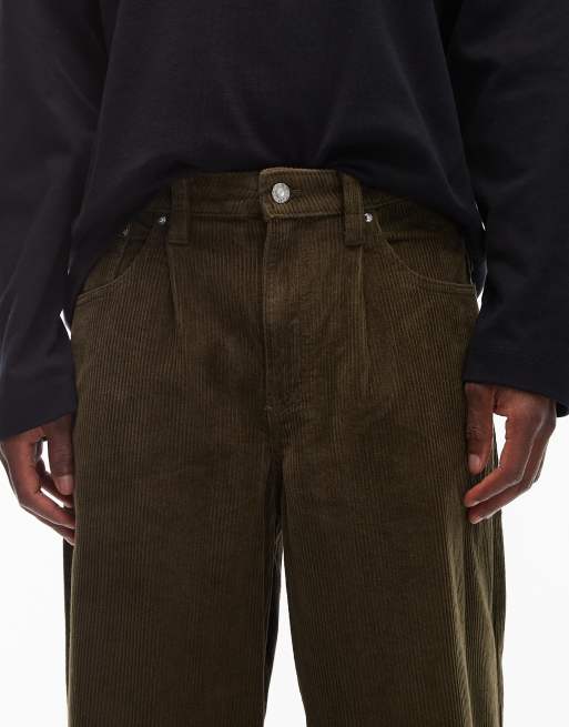 ASOS DESIGN – Sztruksowe luźne spodnie w kolorze khaki, 4 z 5