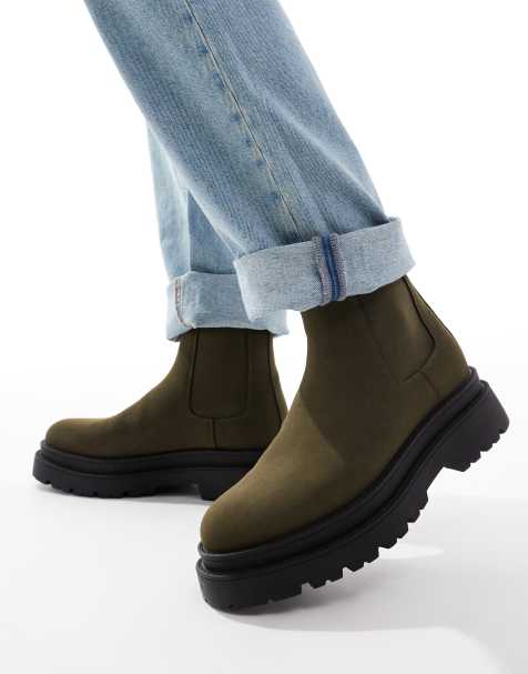 ASOS DESIGN – Sztyblety w kolorze khaki z wysokimi cholewkami i grubymi podeszwami - view 1