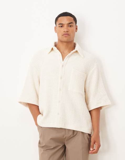 ASOS DESIGN – Szydełkowana kremowa koszula oversize o pudełkowym kroju - view 1