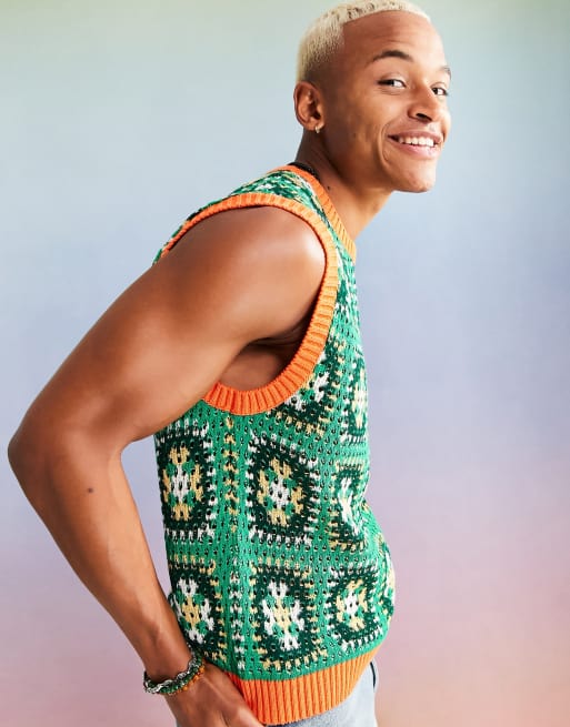 ASOS DESIGN – Szydełkowany top bez rękawów z patchworkowym wzorem, 3 z 4