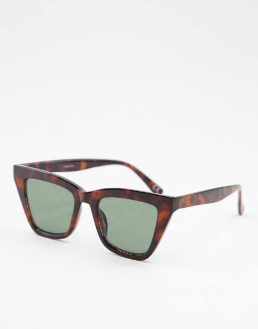 ASOS DESIGN – Szylkretowe kanciaste okulary przeciwsłoneczne typu kocie oczy