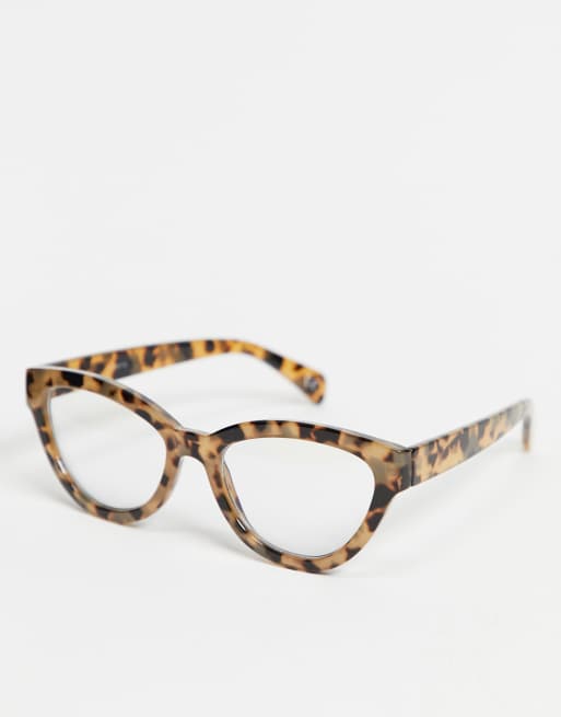 ASOS DESIGN – Szylkretowe okulary przeciwsłoneczne typu kocie oczy z soczewkami chroniącymi przed światłem niebieskim