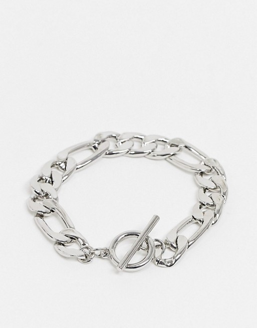 ASOS DESIGN t bar bracelet in flat chain link in silver tone